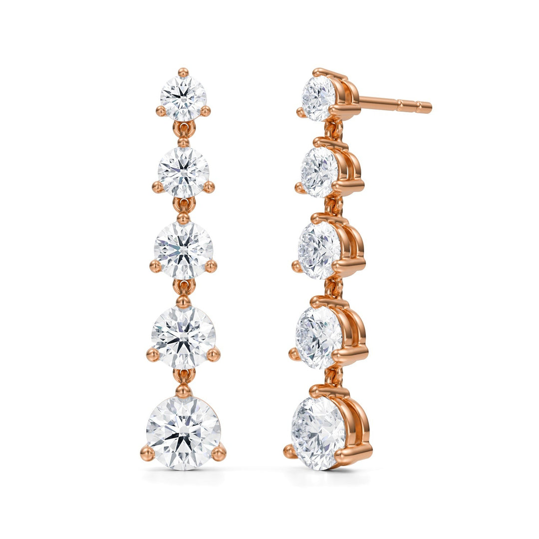 5 Graduated Round Lab-Grown Diamond Dangle Earrings