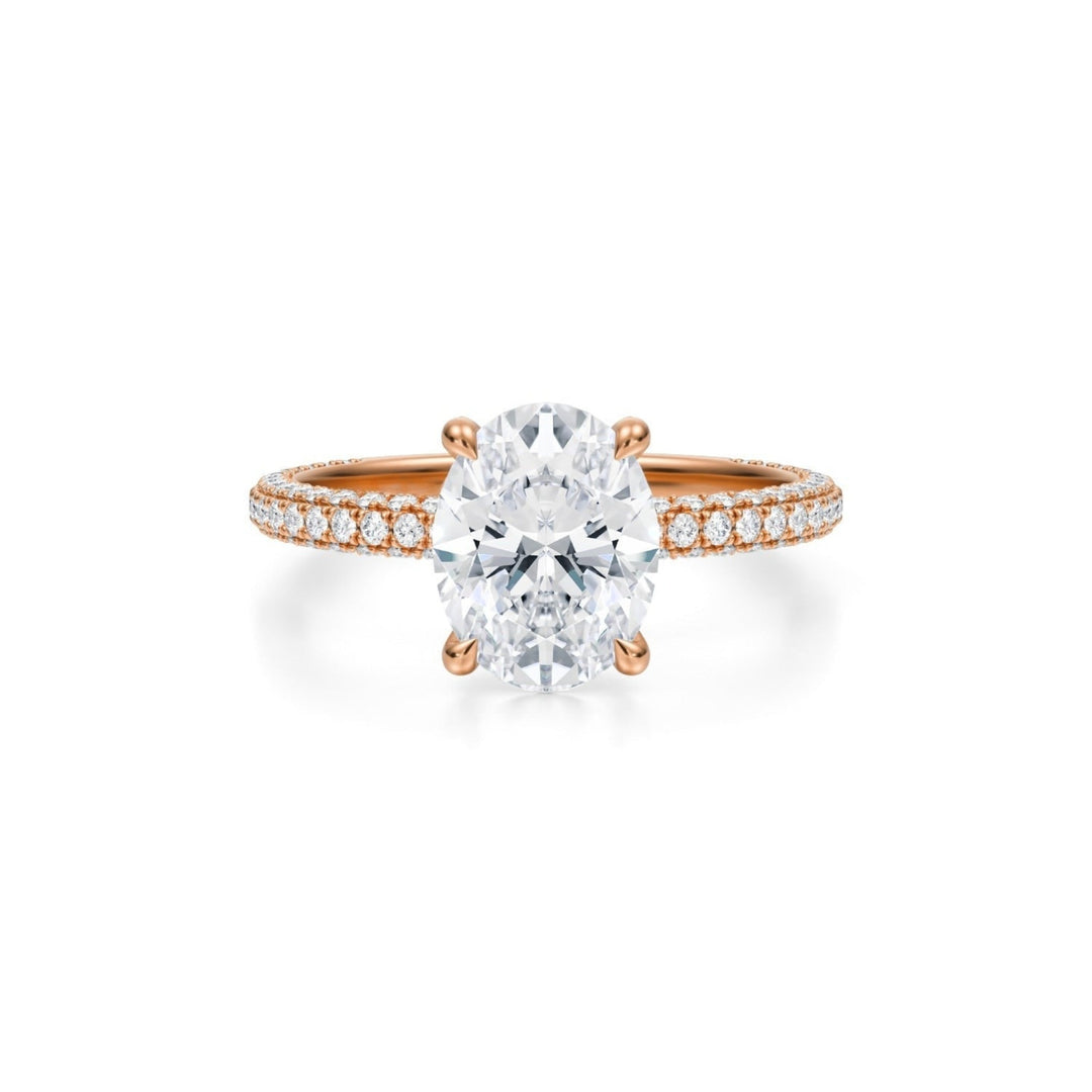Oval Pave Ring With Pave Prongs