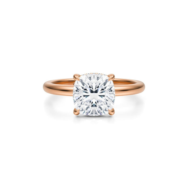 Cushion Solitaire Ring With Pave Basket