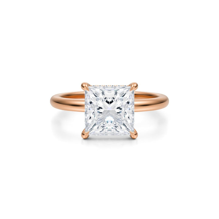 Princess Solitaire Ring With Pave Basket