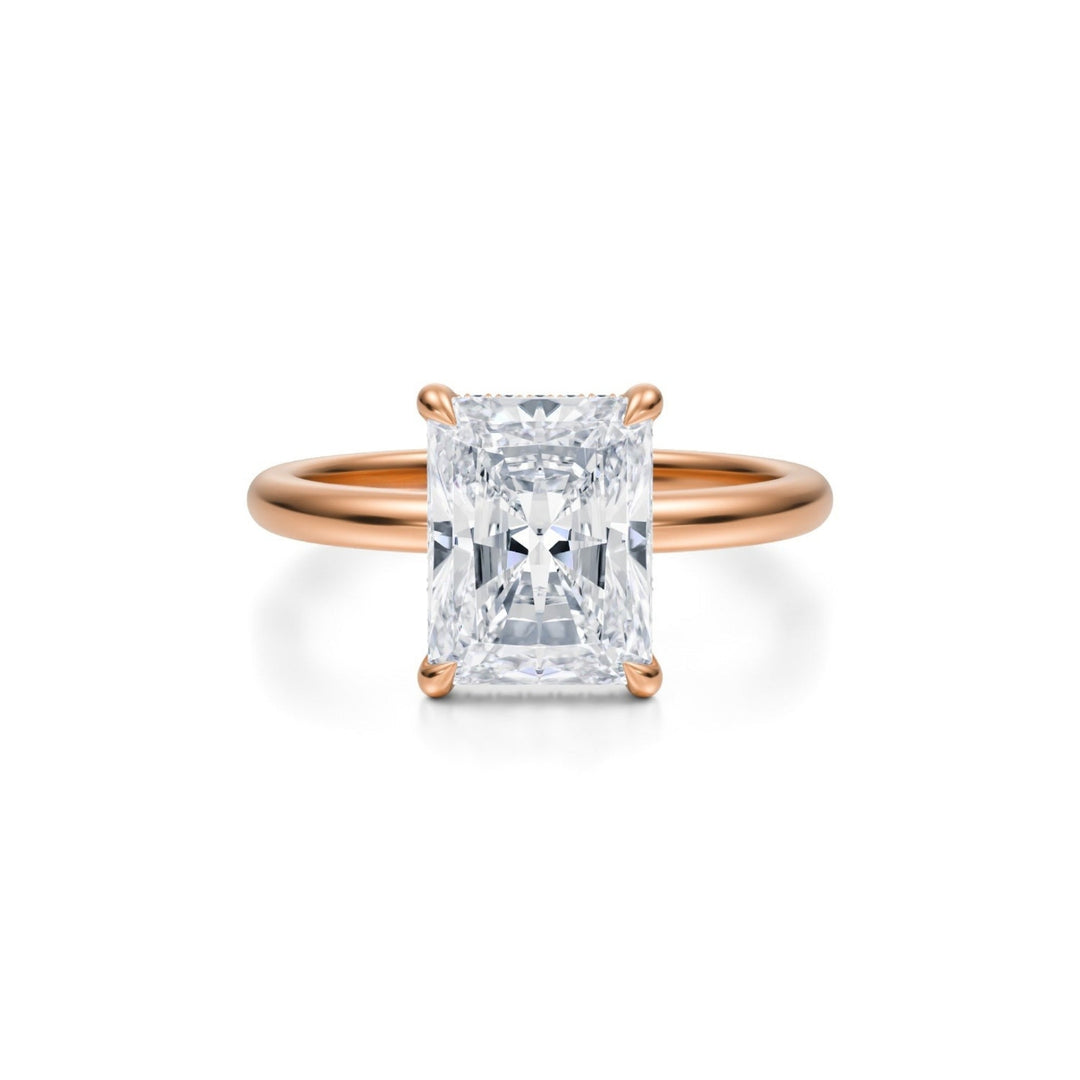 Radiant Solitaire Ring With Pave Basket