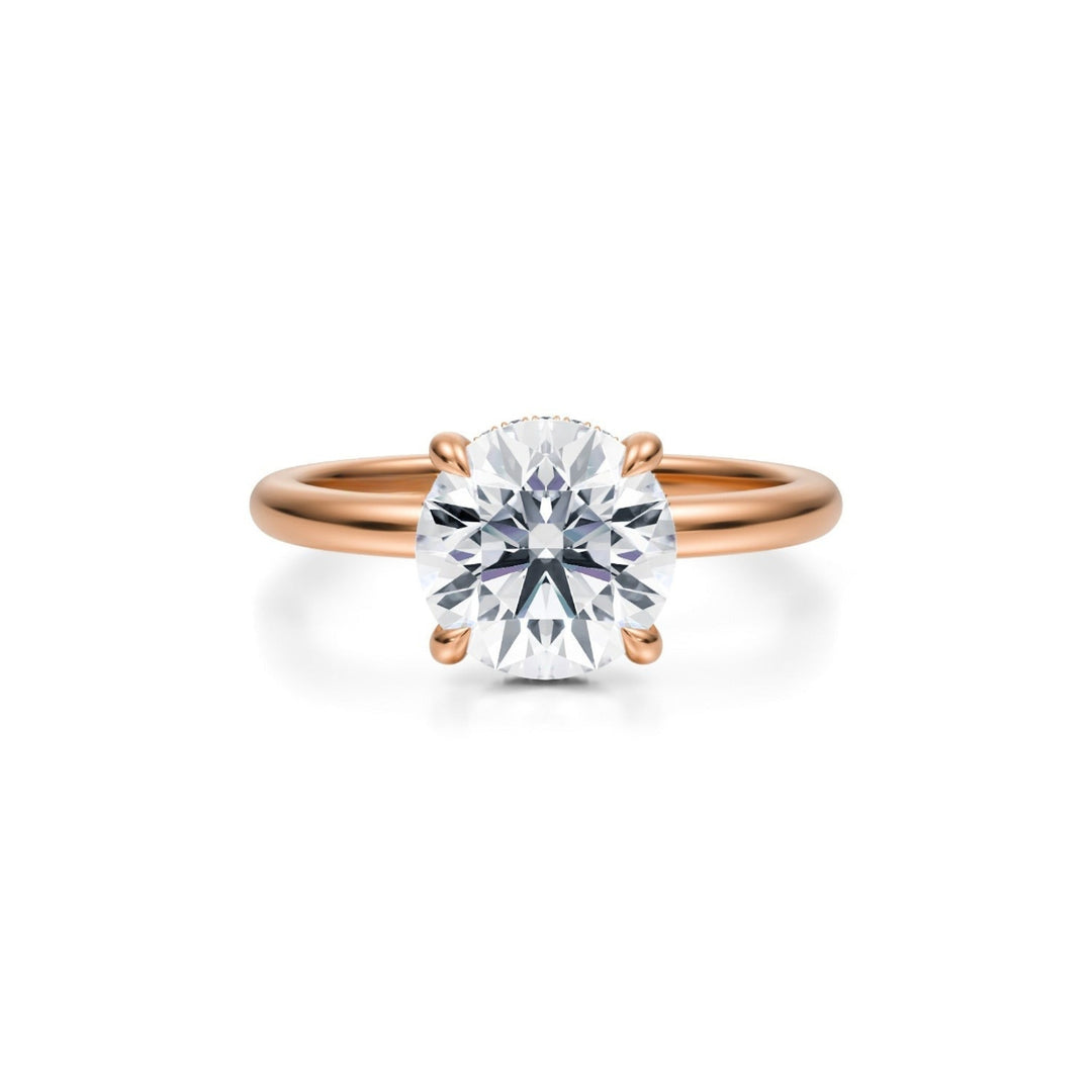 Round Solitaire Ring With Pave Basket