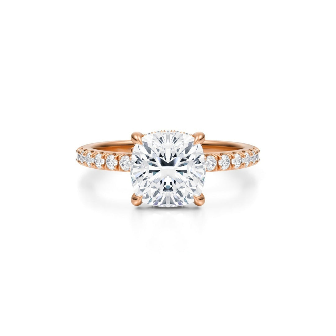 Cushion Pave Basket With Pave Ring