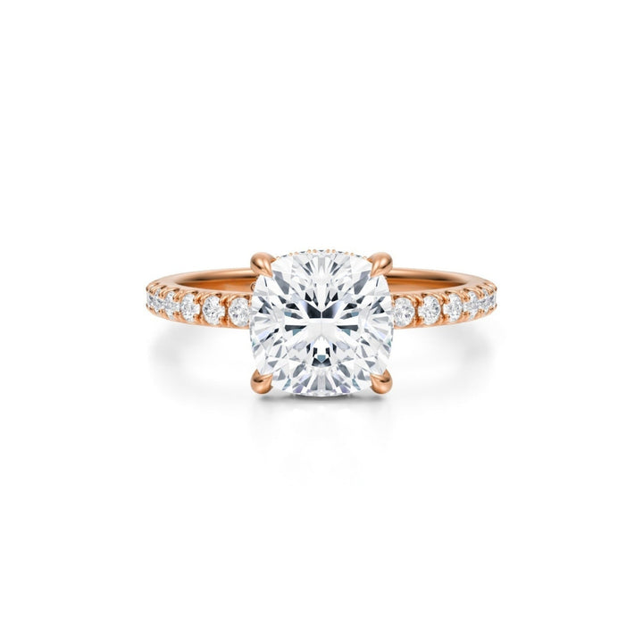 Cushion Pave Basket With Pave Ring