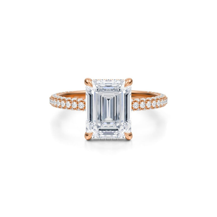 Emerald Pave Basket With Trio Pave Ring