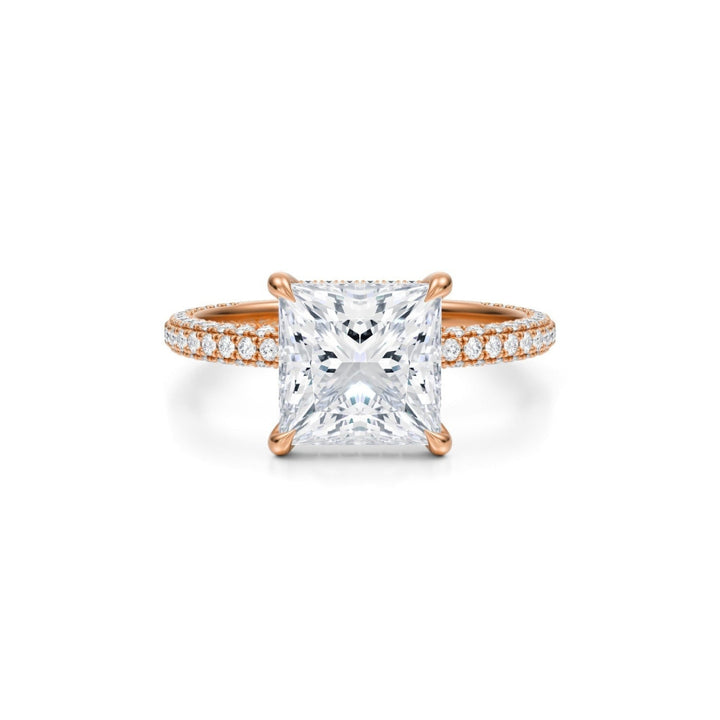 Princess Pave Basket With Trio Pave Ring