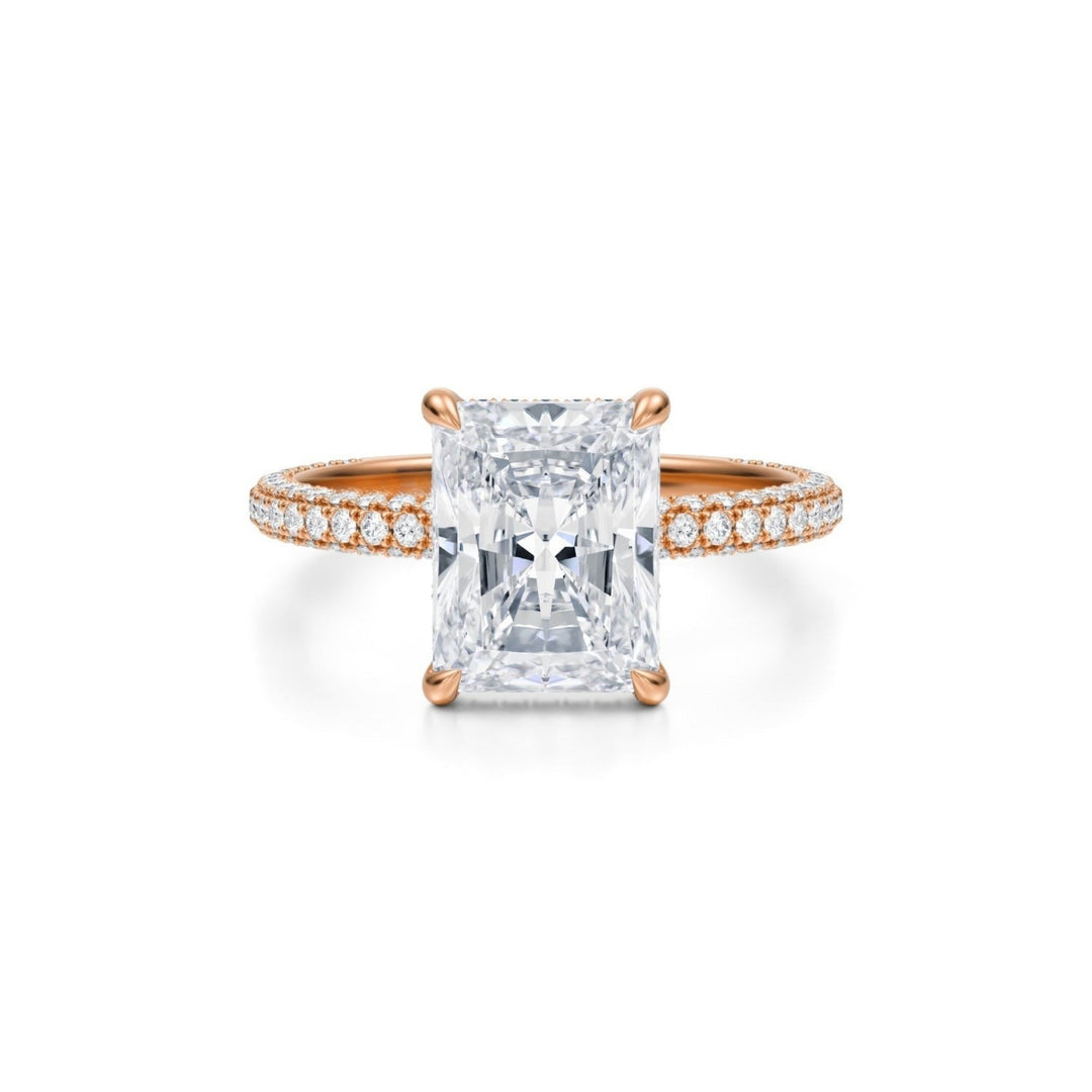 Radiant Pave Basket With Trio Pave Ring