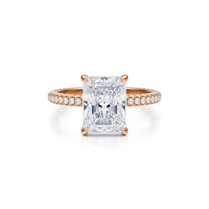 Radiant Pave Basket With Trio Pave Ring
