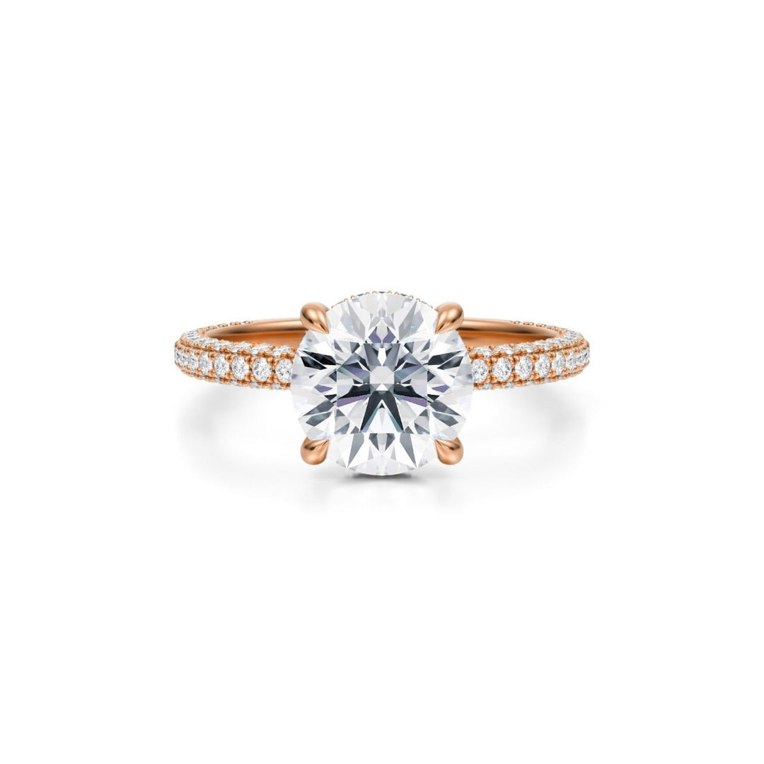 Round Pave Basket With Trio Pave Ring