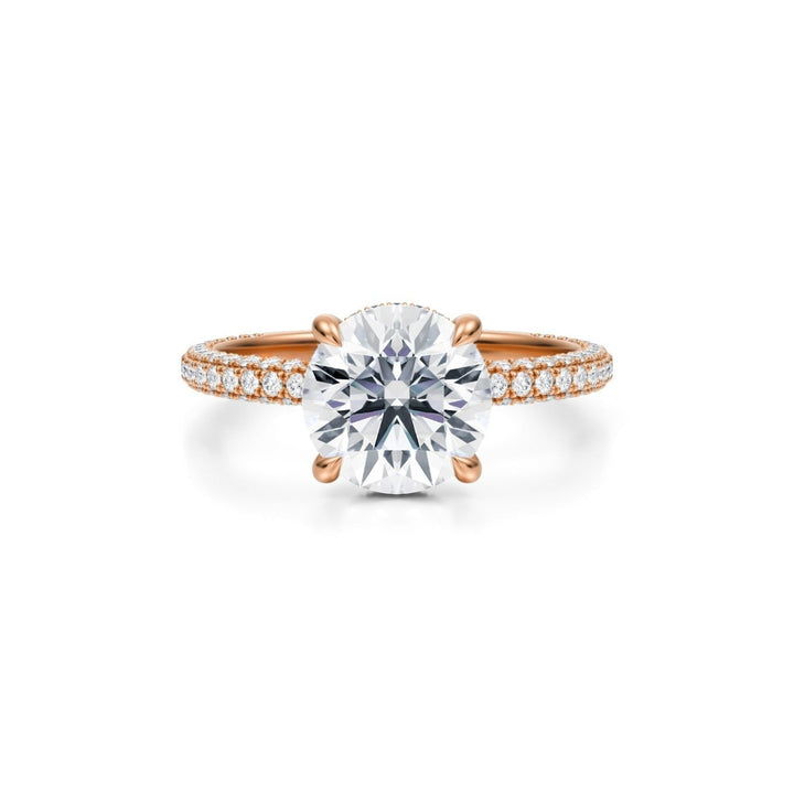Round Pave Basket With Trio Pave Ring