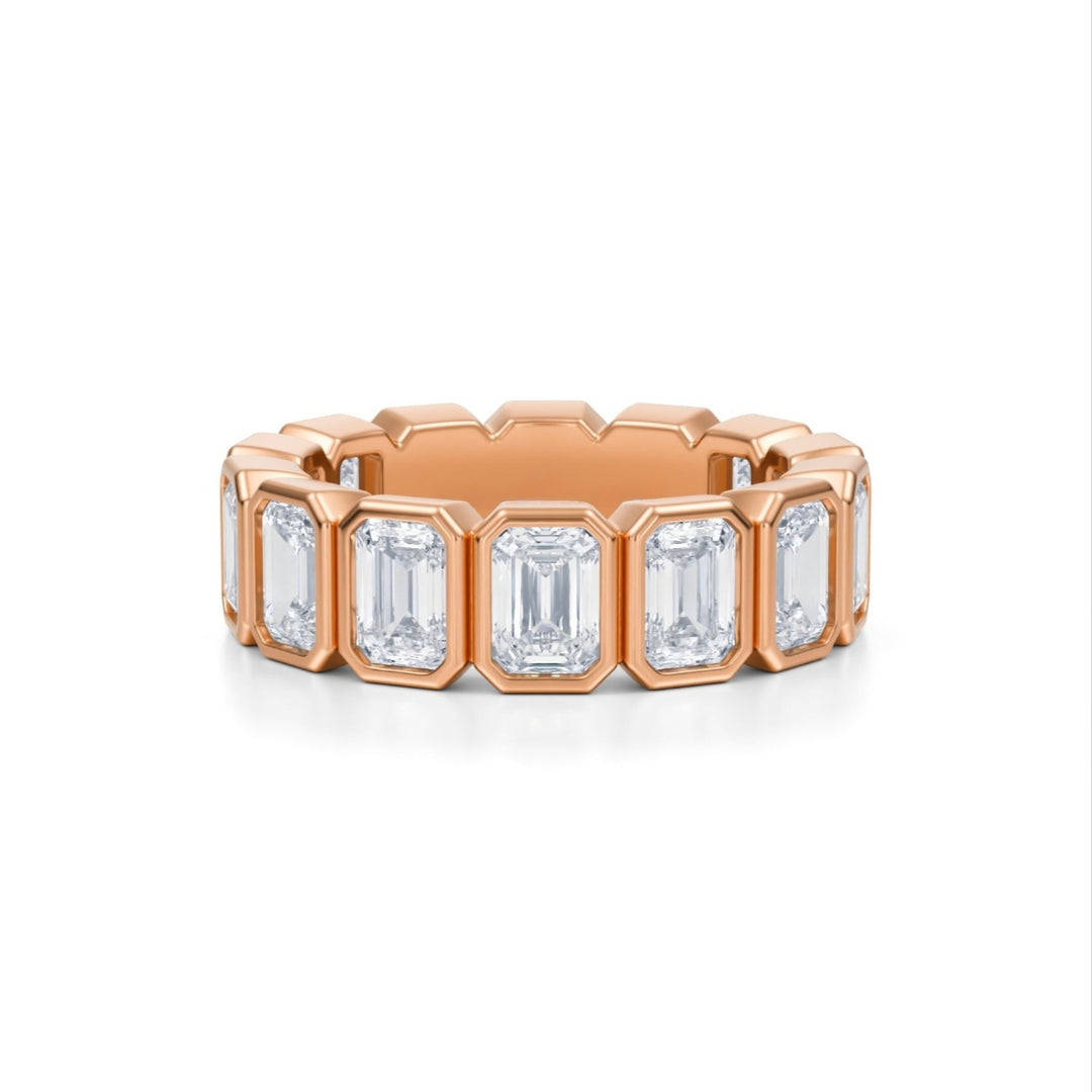 Emerald Bezel Eternity Band - Vertical