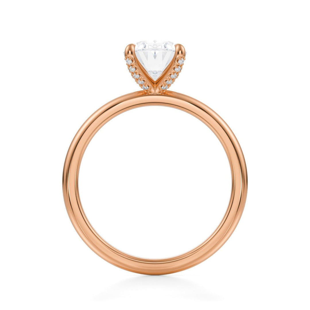 Oval Solitaire Ring With Pave Prongs