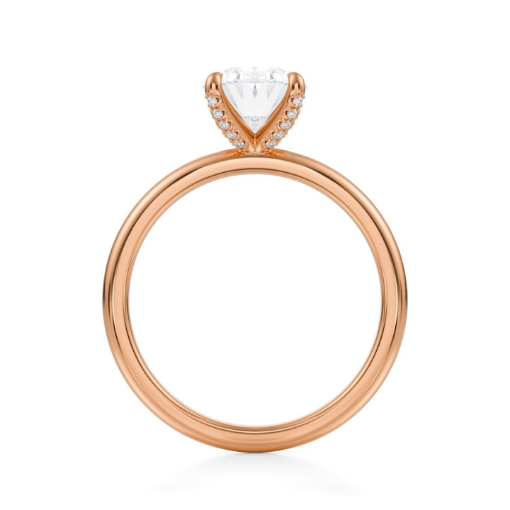 Oval Solitaire Ring With Pave Prongs