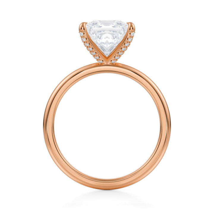 Princess Solitaire Ring With Pave Prongs
