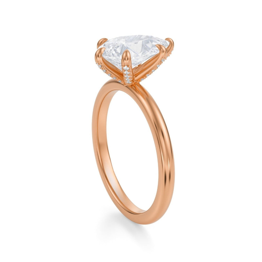 Pear Solitaire Ring With Pave Prongs