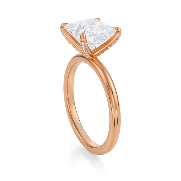 Princess Solitaire Ring With Pave Prongs