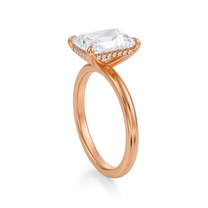 Radiant Solitaire Ring With Hidden Halo