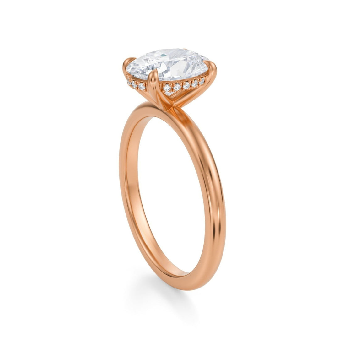 Oval Solitaire Ring With Hidden Halo