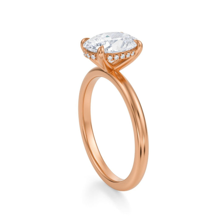 Oval Solitaire Ring With Hidden Halo