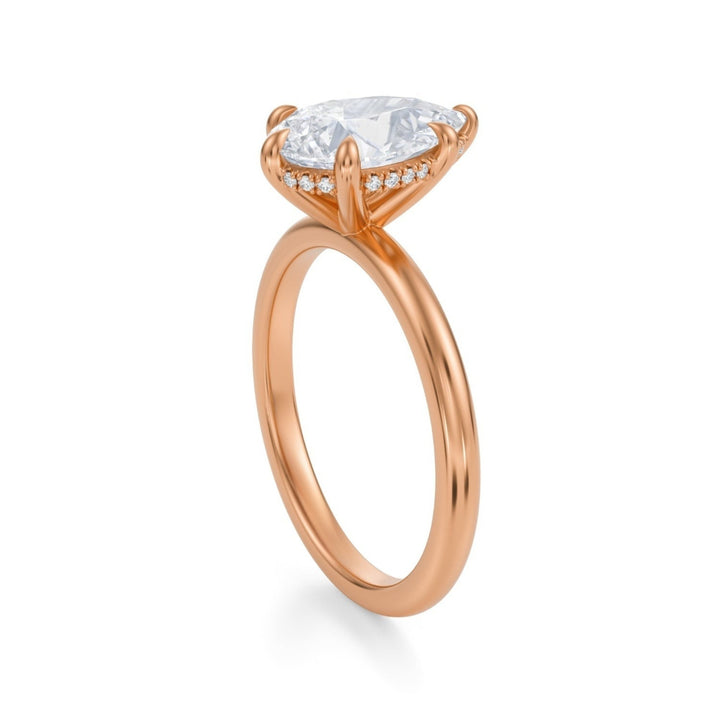 Pear Solitaire Ring With Hidden Halo