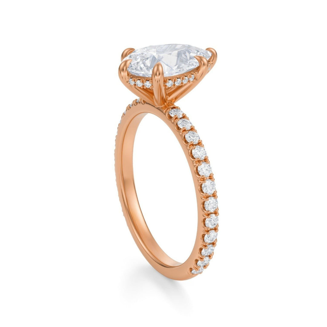 Pear Hidden Halo With Pave Ring