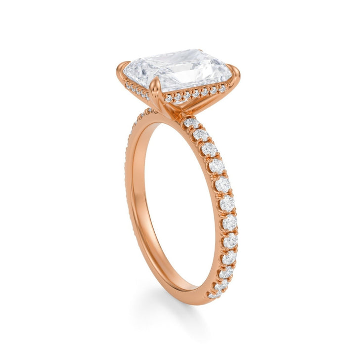 Radiant Hidden Halo With Pave Ring