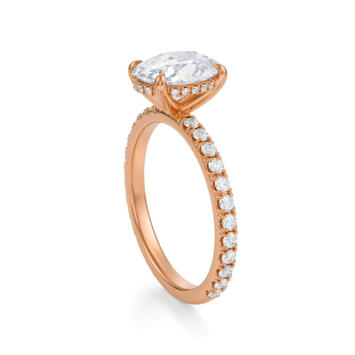 Oval Hidden Halo With Pave Ring