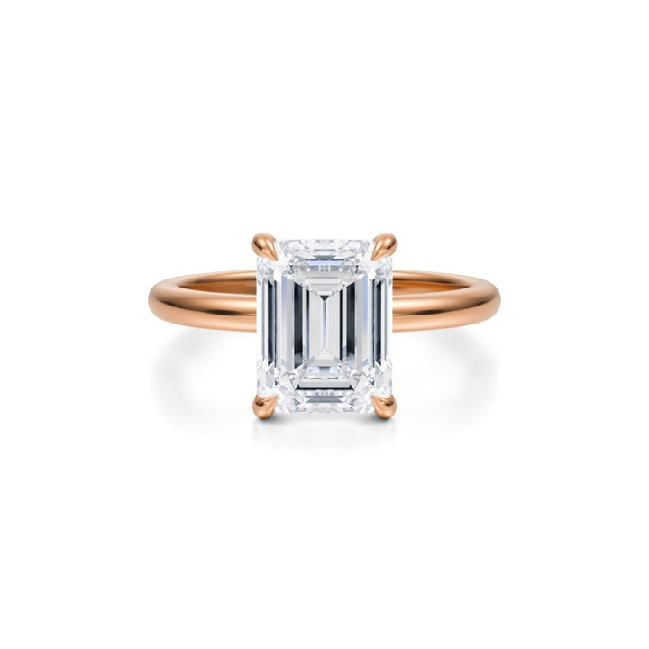 Emerald Solitaire Ring With Pave Prongs