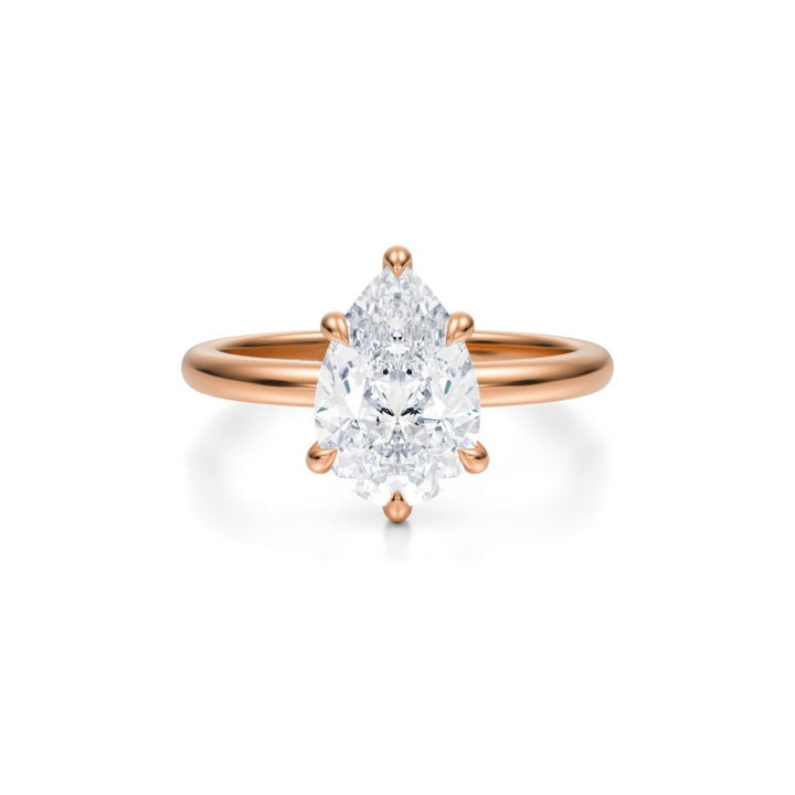 Pear Solitaire Ring With Pave Prongs