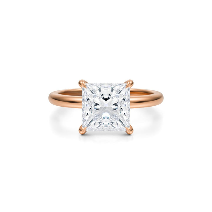 Princess Solitaire Ring With Pave Prongs