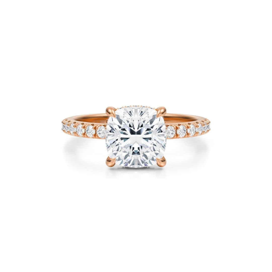 Cushion Hidden Halo With Pave Ring