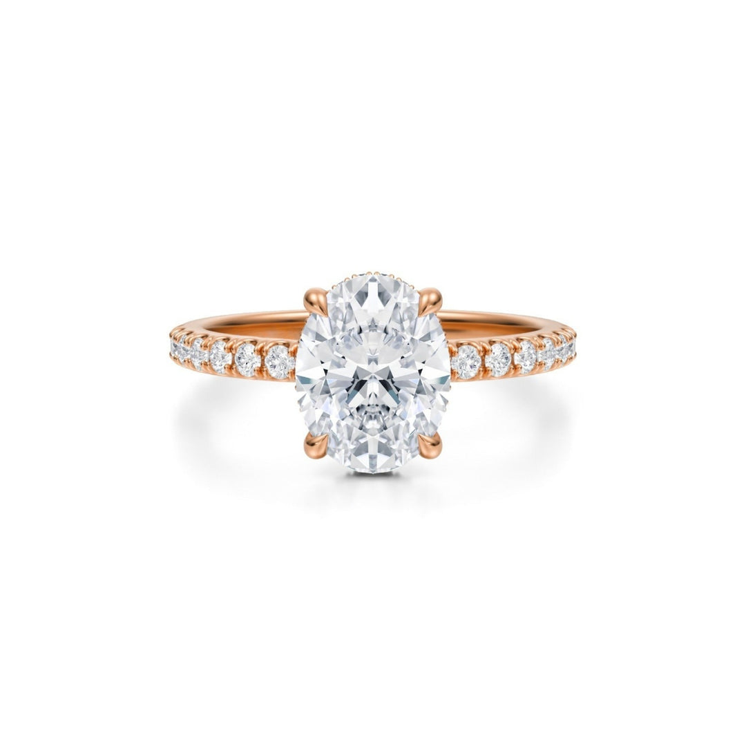 Oval Hidden Halo With Pave Ring