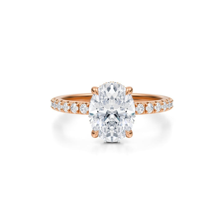 Oval Hidden Halo With Pave Ring