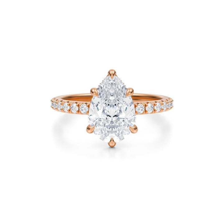 Pear Hidden Halo With Pave Ring