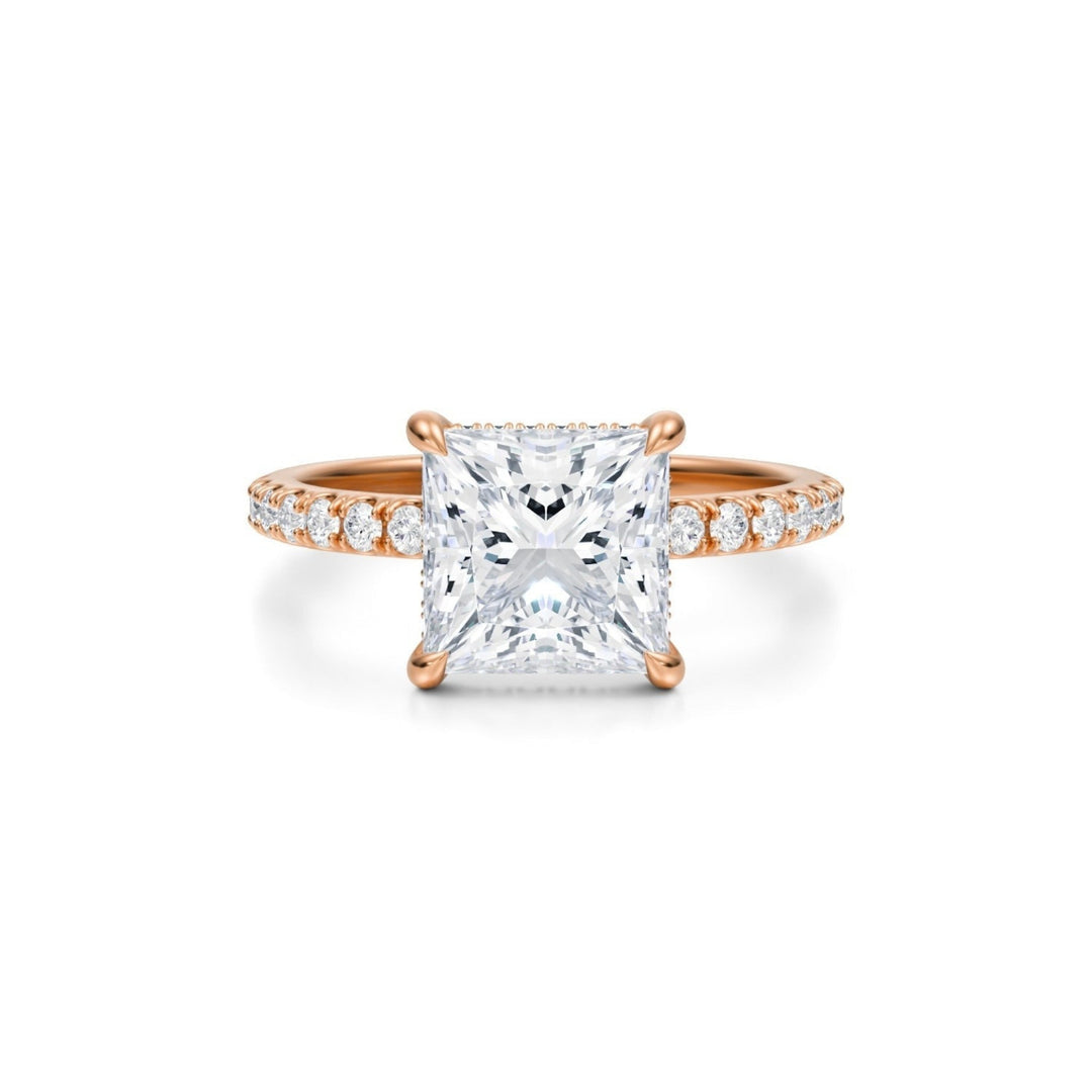 Princess Hidden Halo With Pave Ring