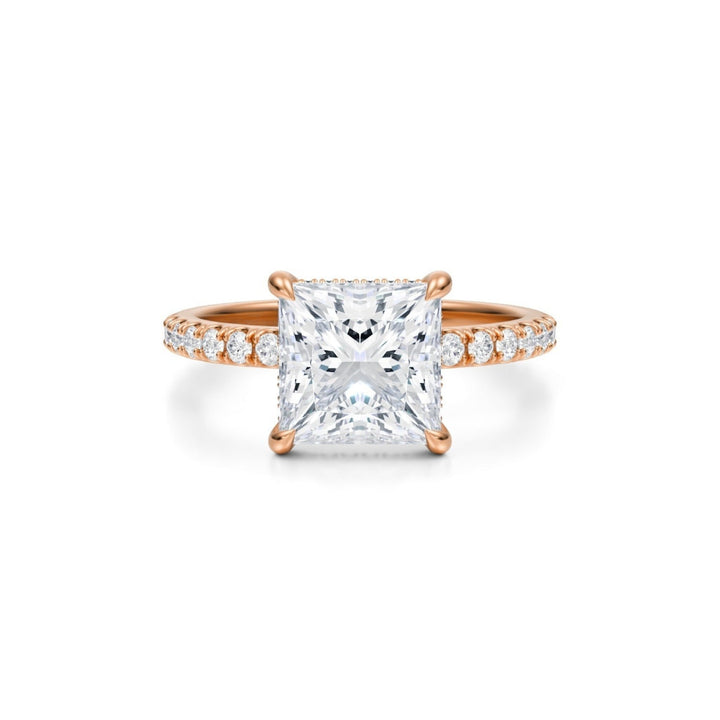 Princess Hidden Halo With Pave Ring
