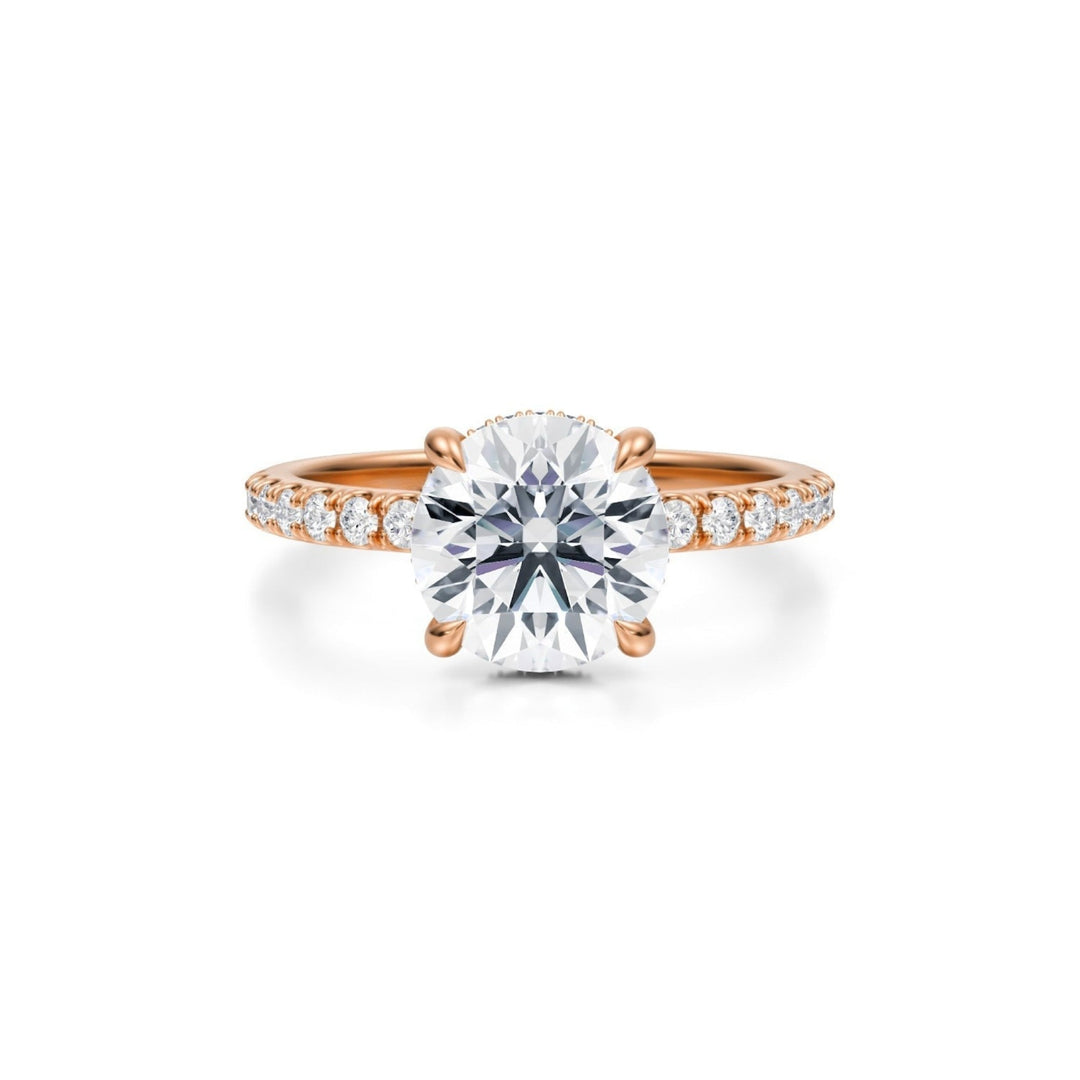 Round Hidden Halo With Pave Ring