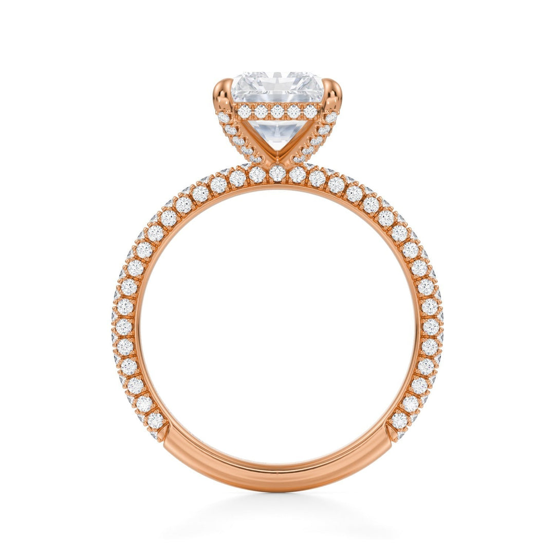 Radiant Pave Basket With Trio Pave Ring