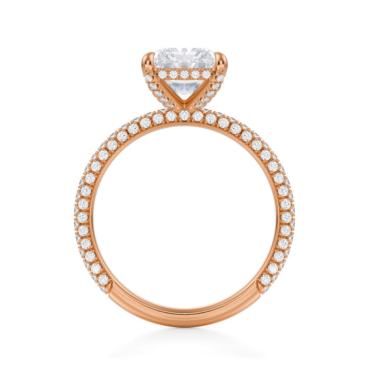Radiant Pave Basket With Trio Pave Ring