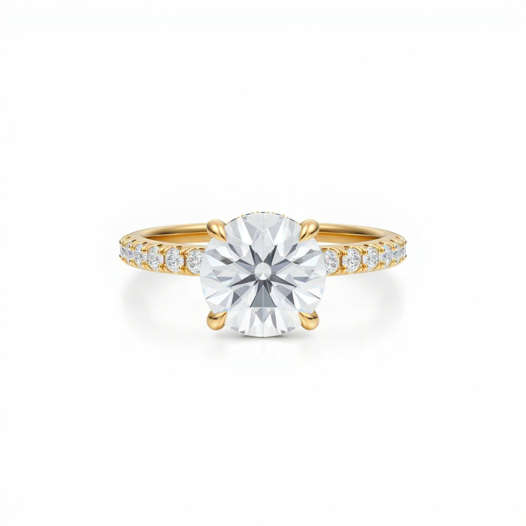 Round Diamond Basket With Pave Ring