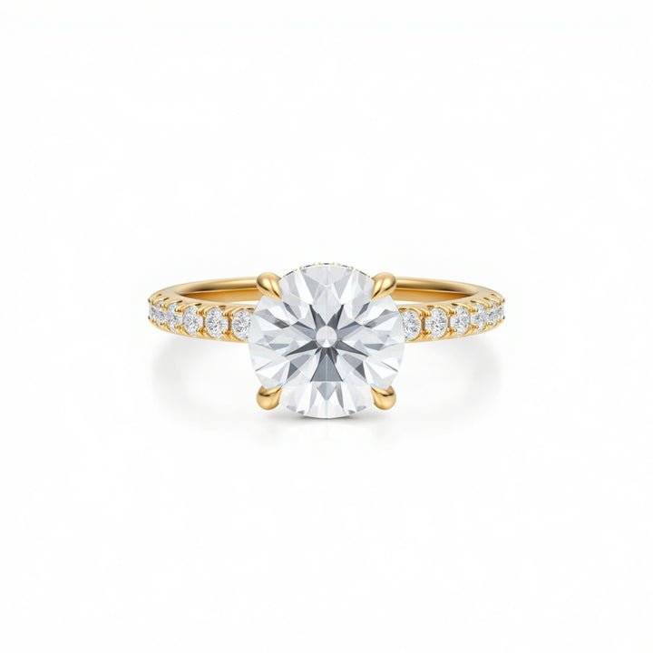 Round Diamond Basket With Pave Ring