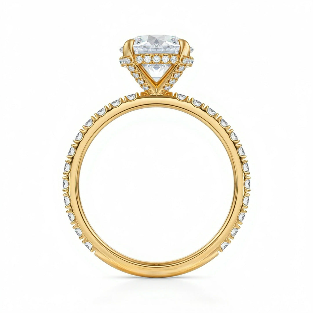 Round Diamond Basket With Pave Ring