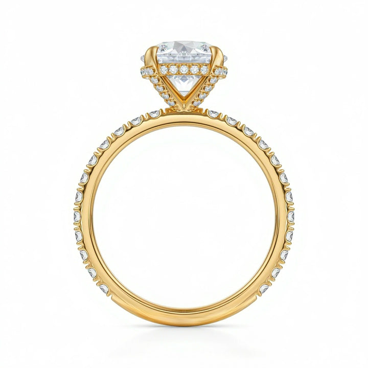 Round Diamond Basket With Pave Ring