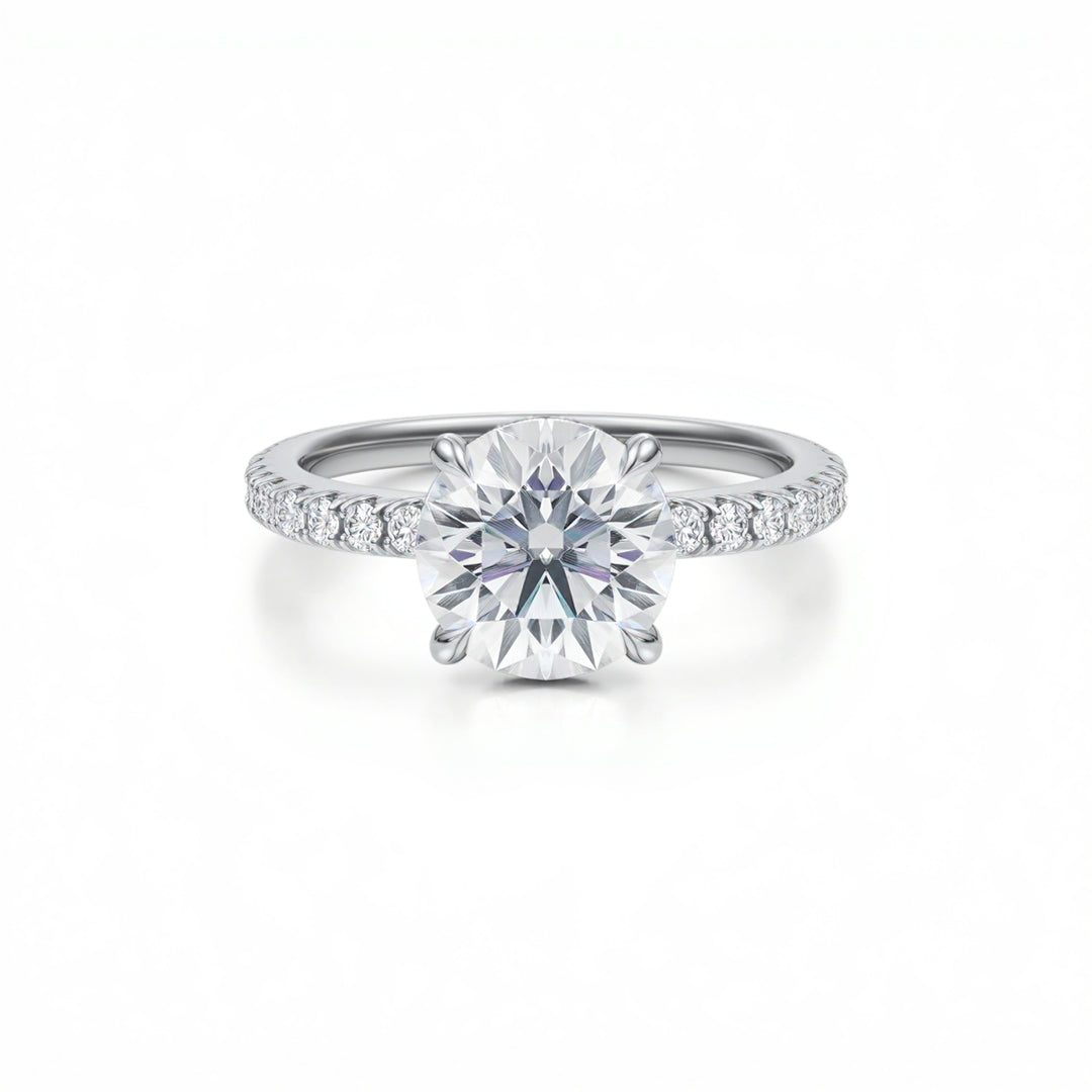 Round Diamond Basket With Pave Ring