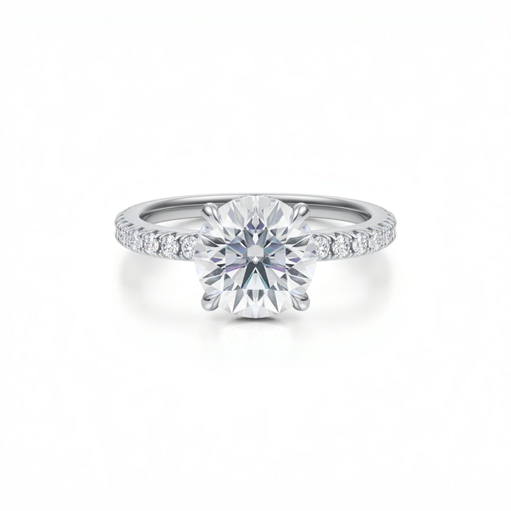 Round Diamond Basket With Pave Ring