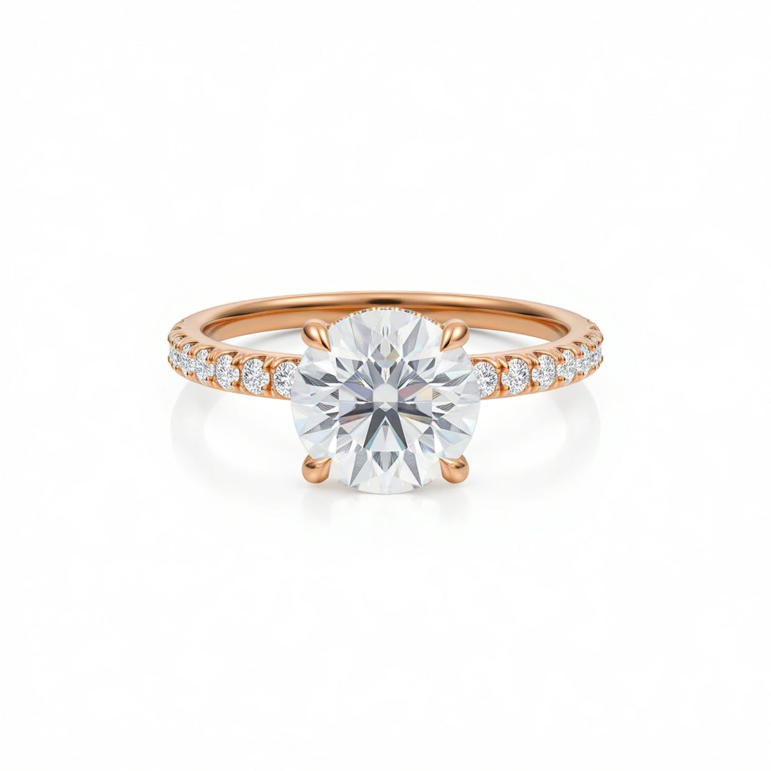 Round Diamond Basket With Pave Ring
