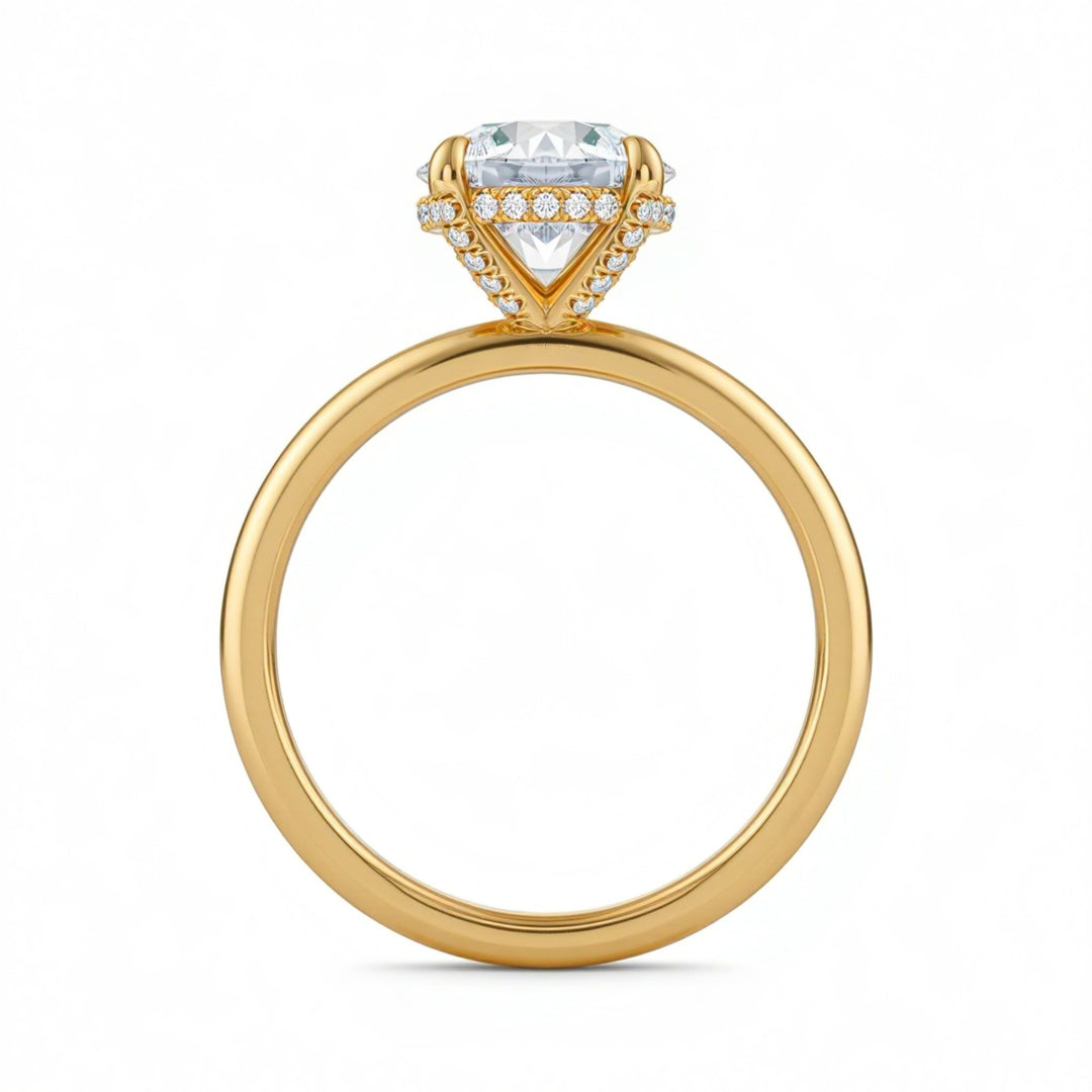 Round Solitaire Ring With Diamond Basket
