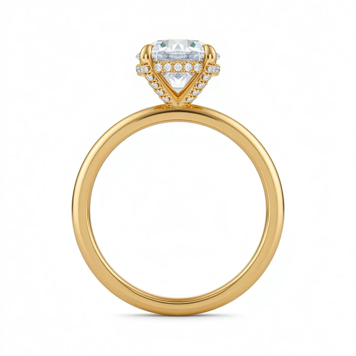 Round Solitaire Ring With Diamond Basket