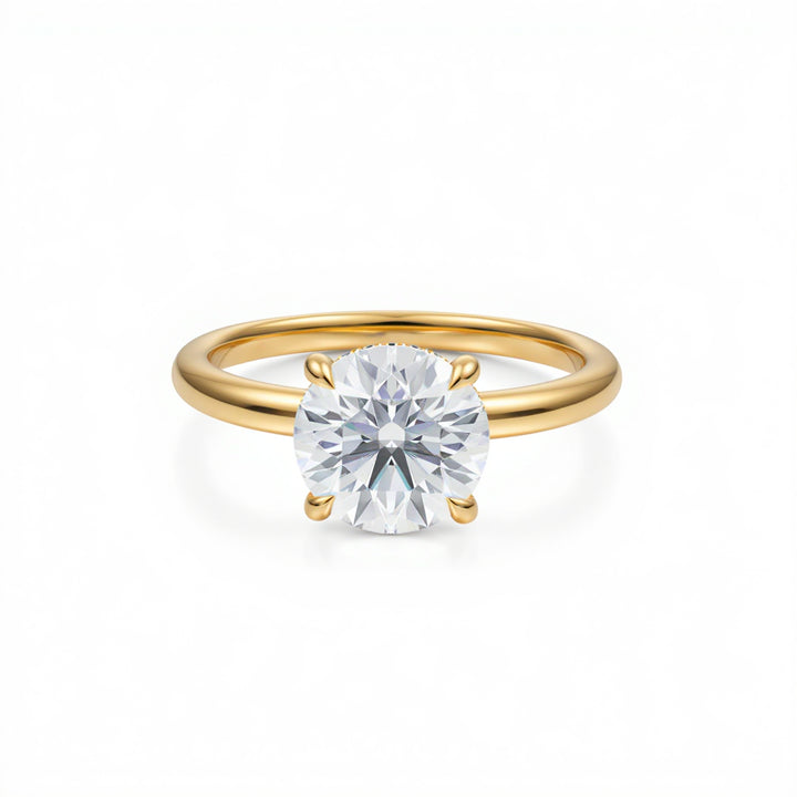 Round Solitaire Ring With Diamond Basket