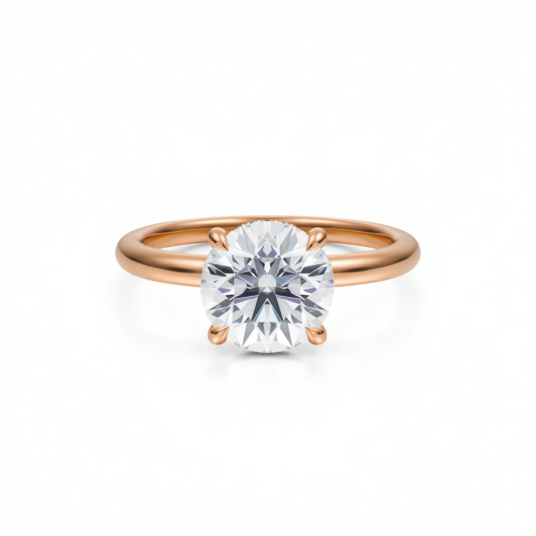 Round Solitaire Ring With Diamond Basket